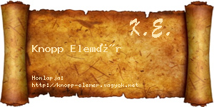 Knopp Elemér névjegykártya